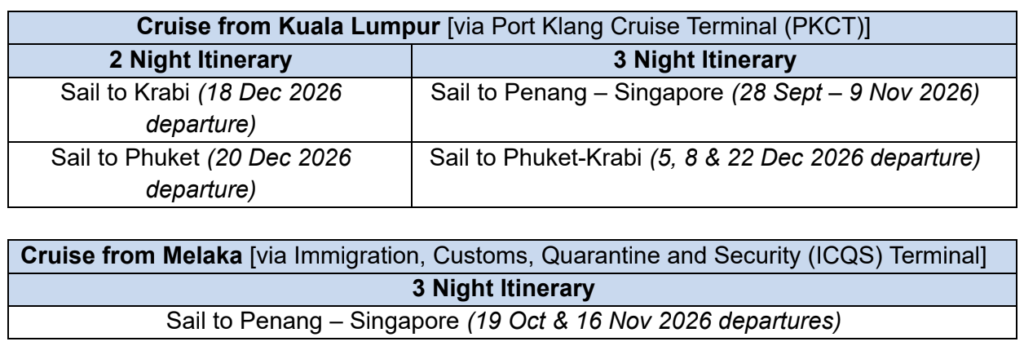 Star Cruises 2026 Sailings